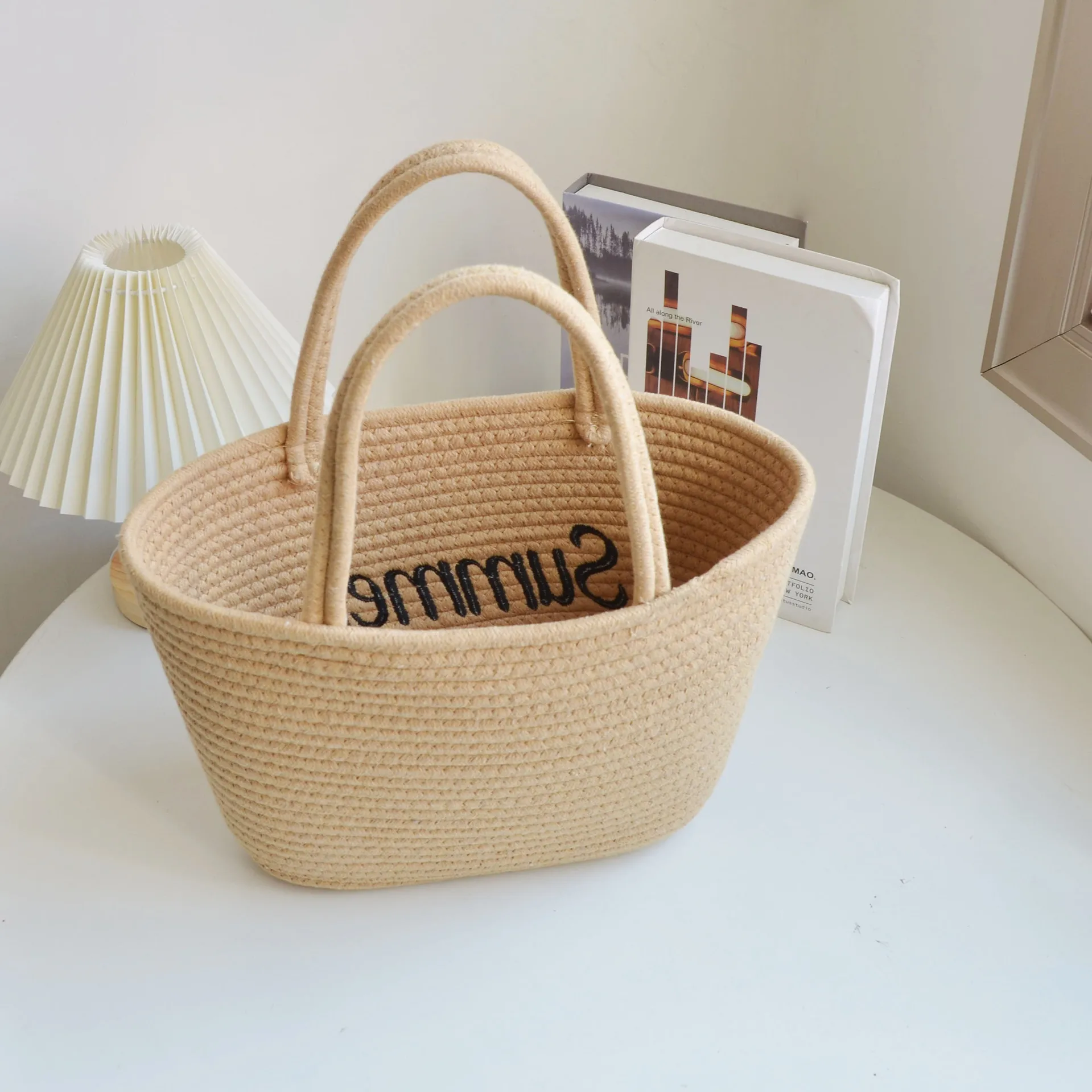 2023 New Women Emnbroidery Letters Shoulder Bags Handmade Straw Beach Totes Fashion Beach Bags Drop Shipping