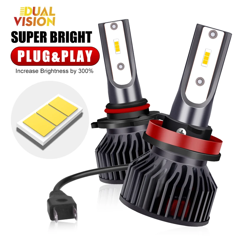 Лампа для автомобильных фар Dualvision H7 светодиодный Canbus H1 H11 H8 H9 HB4 HB3 9005 9006