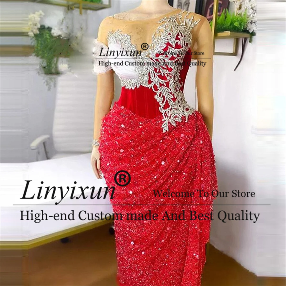 

Соблазнительные блестящие платья-русалки для выпускного вечера с прозрачным воротником с бусинами Роскошные плиссированные Формальные Вечерние платья со шлейфом вечерние платья