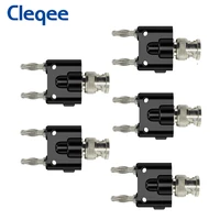 cleqee p7007 5pcs bnc male plug to two dual 4mm banana plug connector binding post q9 adapter black