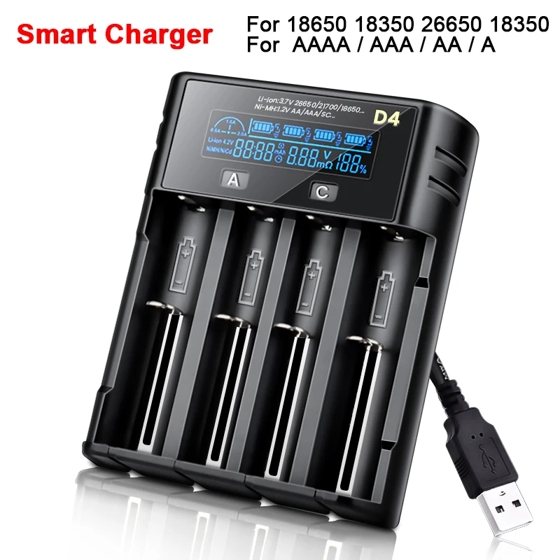 

LCD Battery Charger Charging 18650 3.7V 18350 26650 18350 21700 AA AAA 1.2V NiMH Lithium Battery Universal Rechargeable Battery
