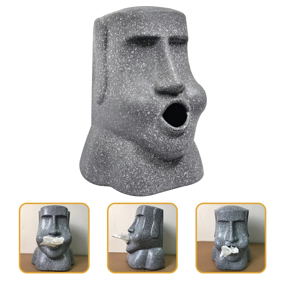 

Tissue Box Holder Paper Napkin Moai Cover Easter Case Dispenser Island Facial Towel Storage Tiki Decorative Statue Desktop