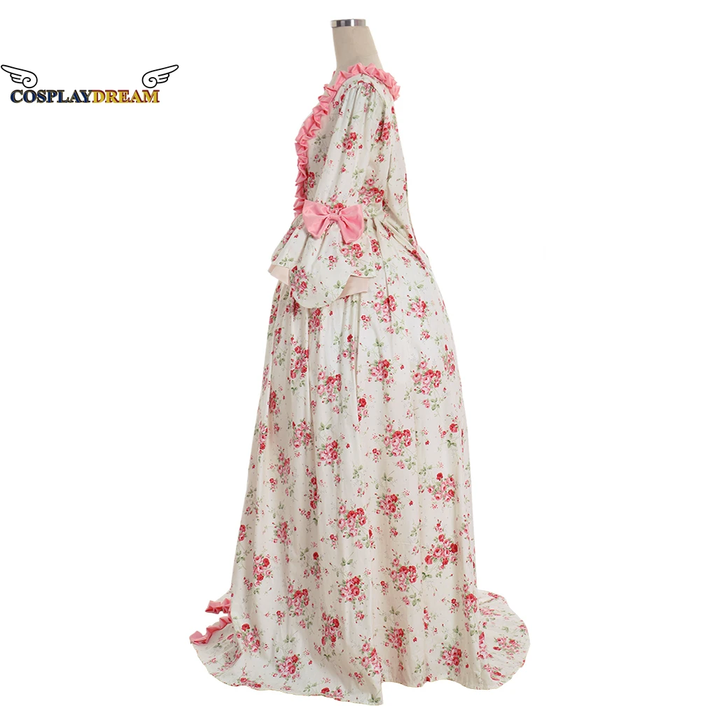 Благородное платье Рококо королевского двора розовое Цветочное бальное в стиле