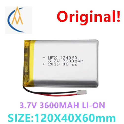 

Полимерная литиевая батарея Ufx124060 (3600 мАч) 3,7 в, светодиодная игрушка, огнеупорная перезаряжаемая 1100 раз с защитной платой