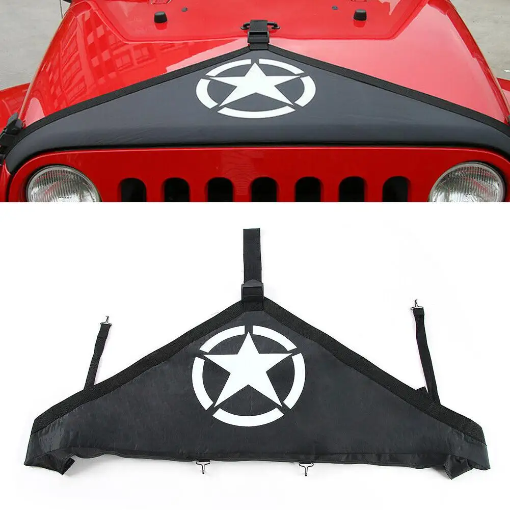 

Car Engine Hood Bra Cover Protector Star Shape Canvas Covers External Engine Bonnets Modification Accessories for JK JKU 07-17
