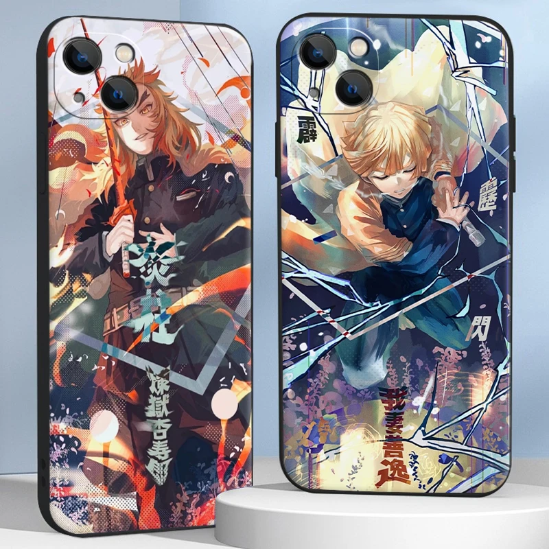 

Demon Slayer Phone Case For iPhone 12 11 13 11Pro 6 7 8 12mini XR XS 12Pro MAX SE 2020 13 Pro Color shell Cartoon Soft TPU Funda
