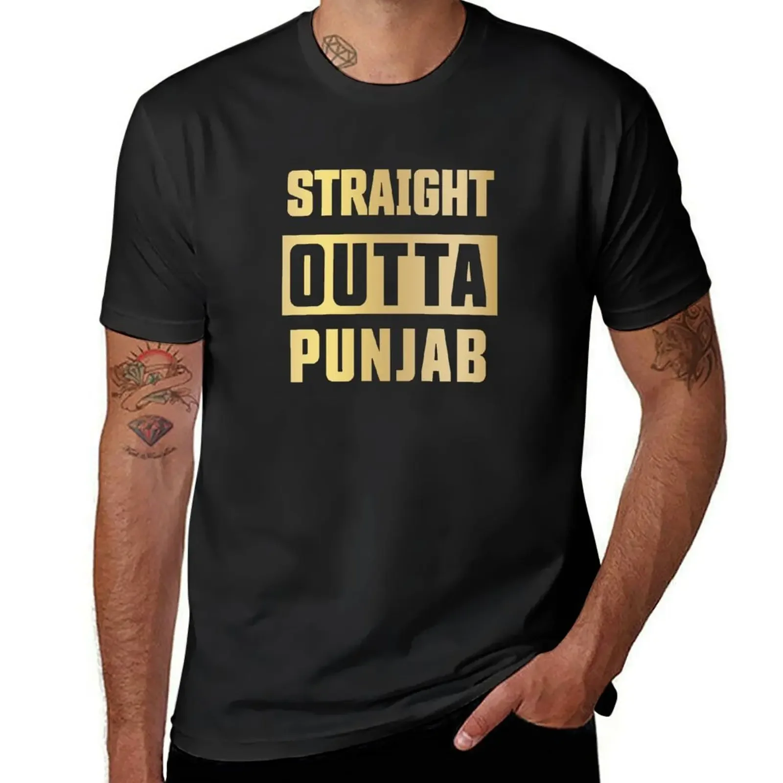 Золотая футболка Straight Outta Punjab одежда в стиле аниме мужские футболки с