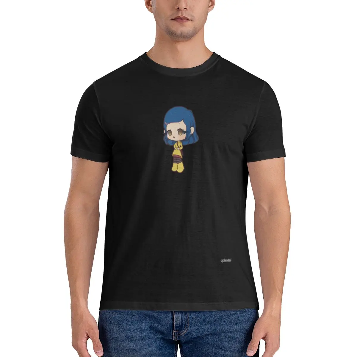 Мужская футболка Funny Coraline Chibi Топы с принтом свободные и облегающие женские