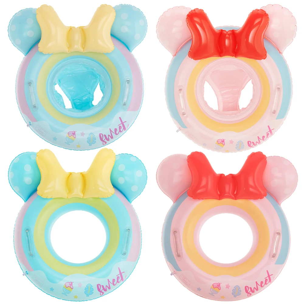 

Baby Seat Ring Powder Cartoon Children Seat Ring Sponge Bottom Thickened Bow Swimming Ring Inflatable Water Sports Toy Supplies