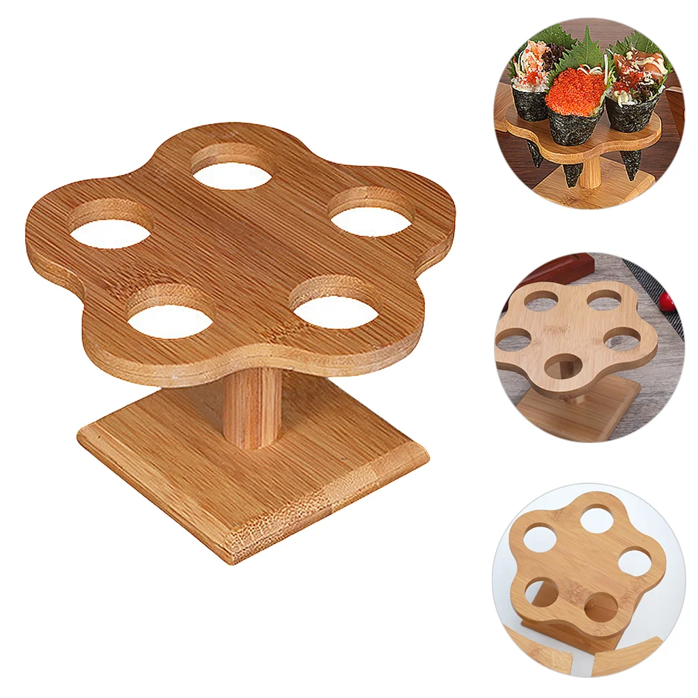 

Holder Cone Stand Cream Ice Roll Sushi Rack Hand Display Cupcake Temaki Cones Food Waffle Japanese Wood Tray Dessert Wooden