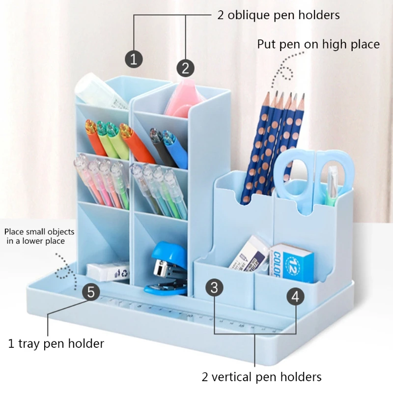 

Cosmetic Organizer 5 Parts Combinable Pen Holder Stationery Display Holder