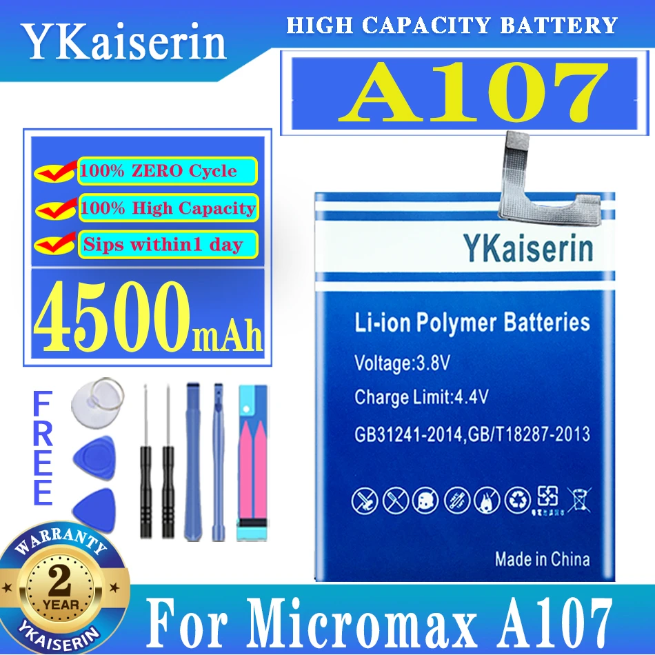 

YKaiserin A107 (IN) 4500mAh Replacement Battery For Micromax A107 New Battery + Track Code