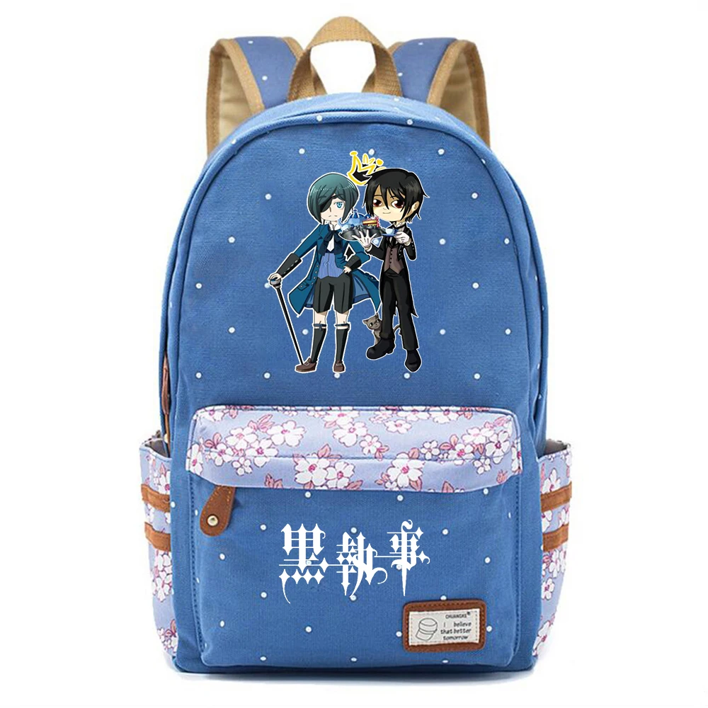 

Anime Black Butler Teenger Zip Packsack Casual Backpack Unisex Student Cartoon Schoolbag Baby Blue Knapsack Travel Laptop Bag