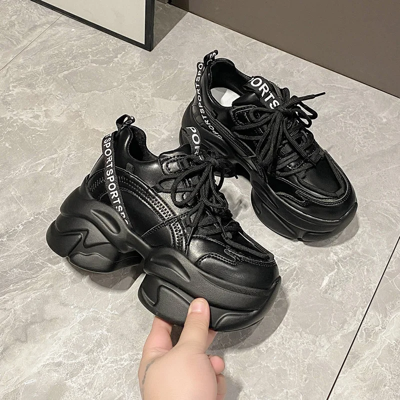 

Winter Ankle Leather Boots Women Casual Wedgs Sports Shoes for Women Chunky Sneakers Ladies Platform Female Vulcanize Dad Shoes