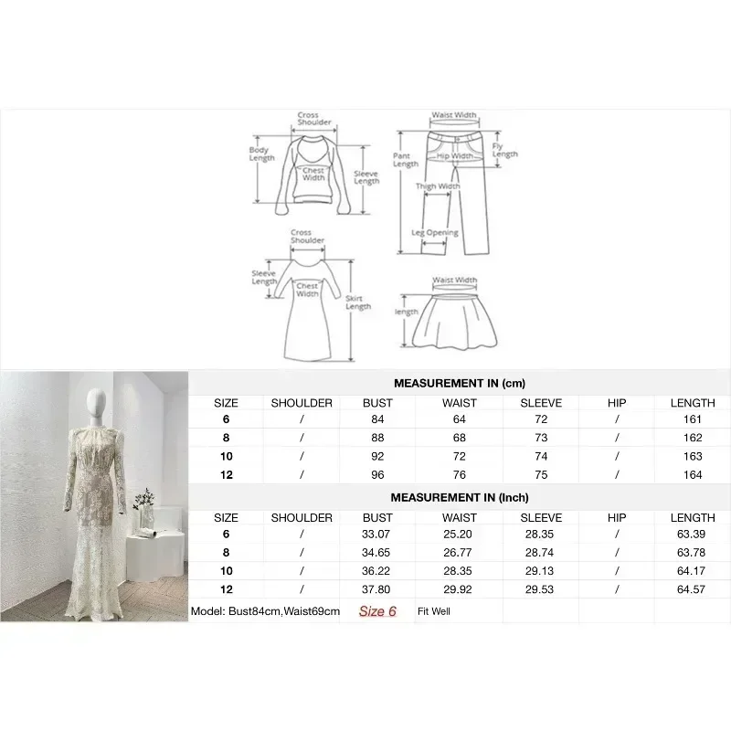 Изящное женское платье макси белое кружевное лоскутное с длинными рукавами