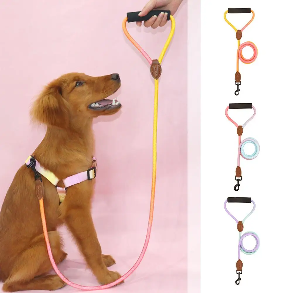 

Прочный нейлоновый Радужный поводок для домашних животных 1,2 м, прогулочный тренировочный поводок, веревка для собак, ремень для кошек, поводок, ошейник Y6R0