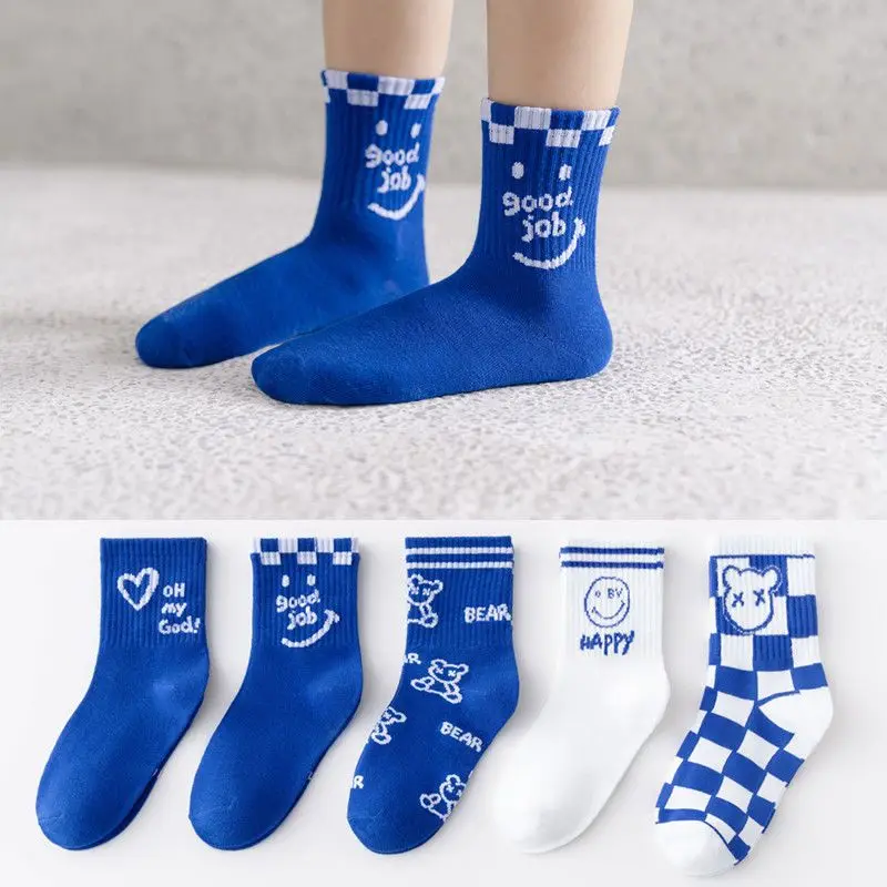 Детские носки Klein синие для мальчиков и девочек новинка весны осени хлопковые