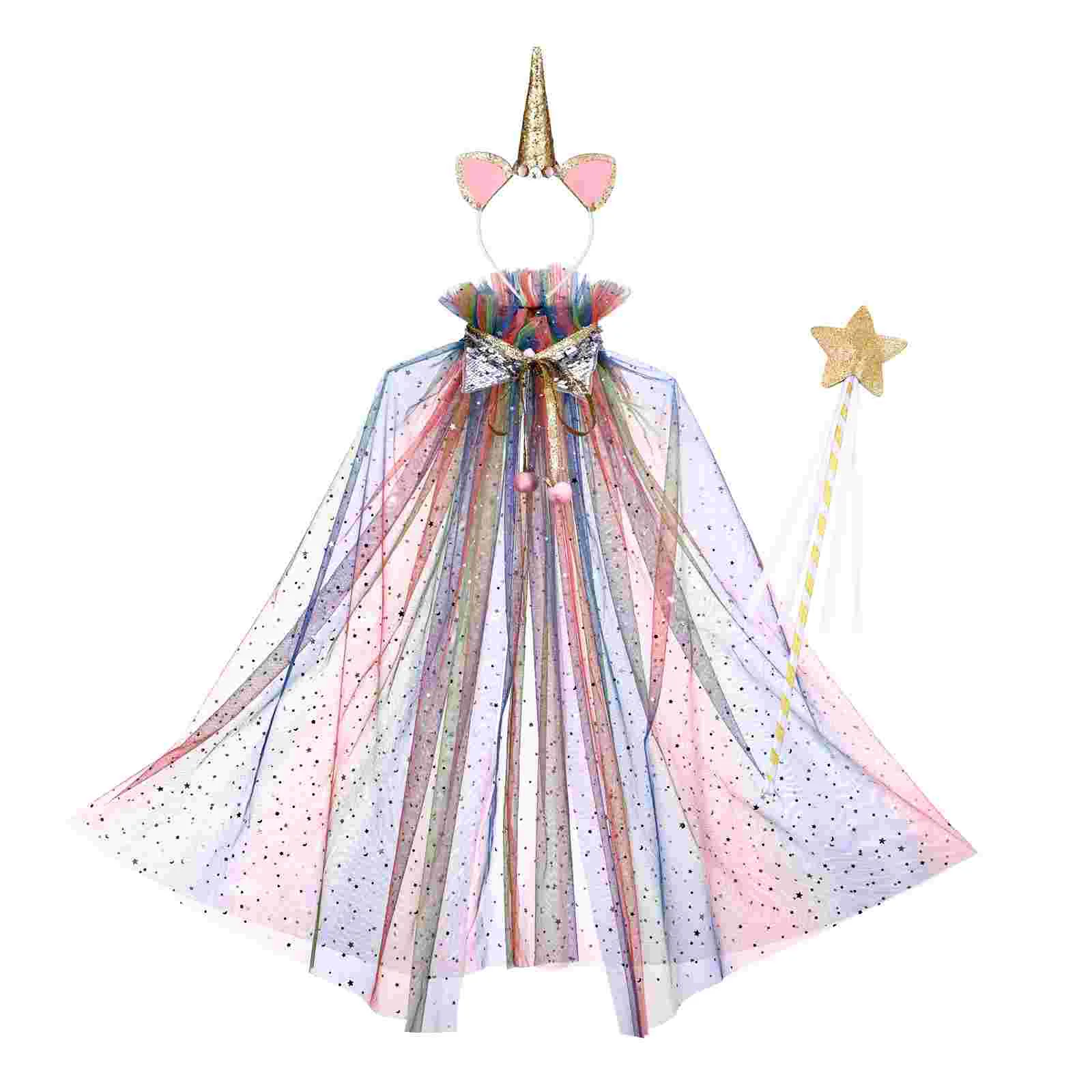 

SOIMISS, радужная накидка, искусственная рукоятка, набор красочных уникальных накидок, волос и сказочных палочек, аксессуары для костюмов