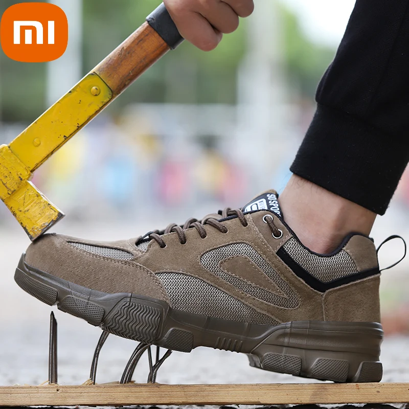 

Воздухопроницаемые защитные ботинки Xiaomi со стальным носком, устойчивые к прокалыванию, модные маслостойкие скользкие рабочие ботинки, защ...