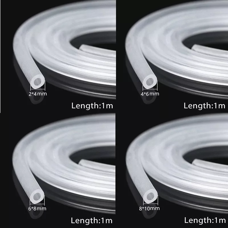 

NEW2022 2021 Hot Sale Transparent Silicone Rubber Hose 1M 2*4/ 4*6 / 6*8 / 8*10 MM Food Grade Silicone Tube Out Diameter Rubber