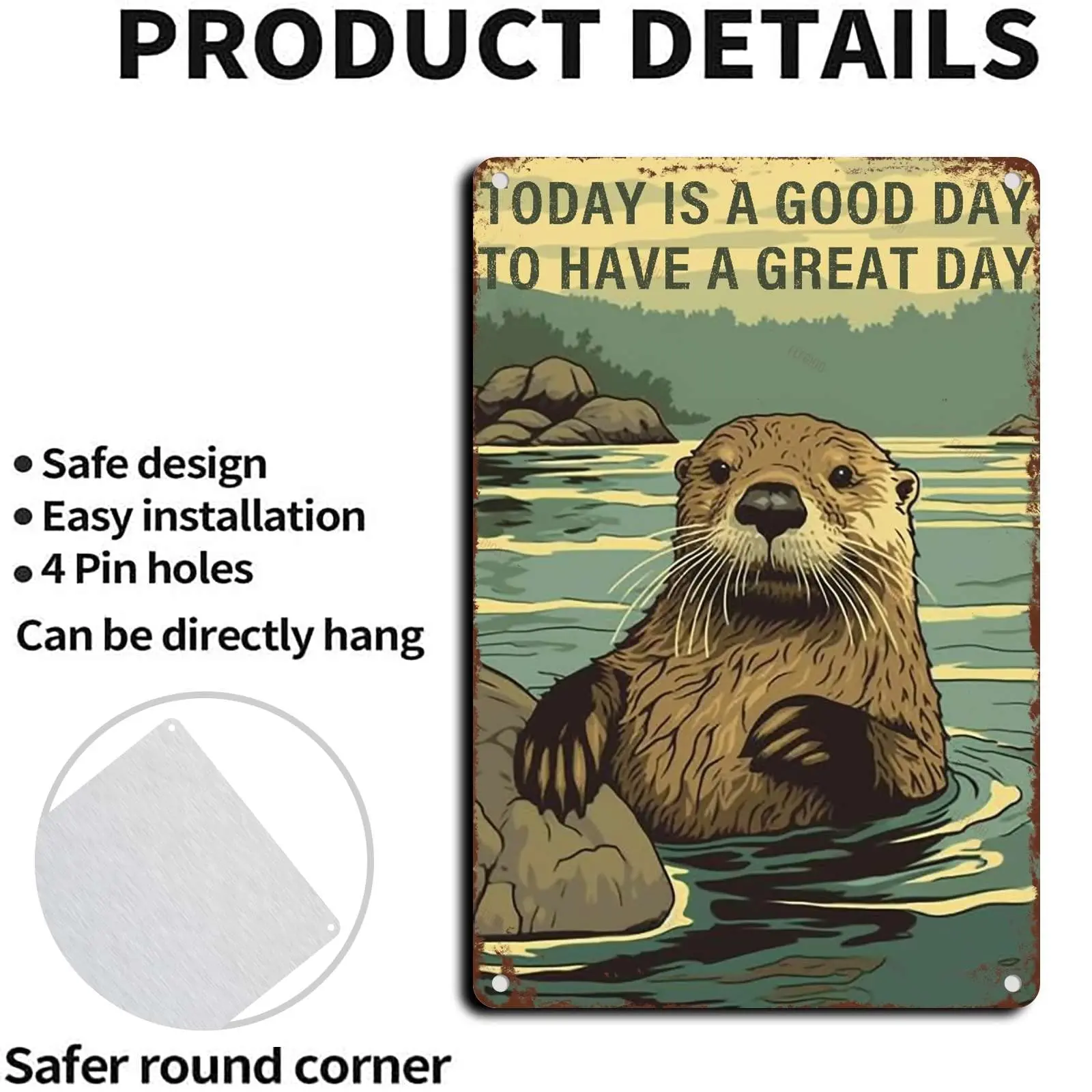 FLFGIDD алюминиевые оловянные знаки выдра сегодня хорошего дня винтажный настенный