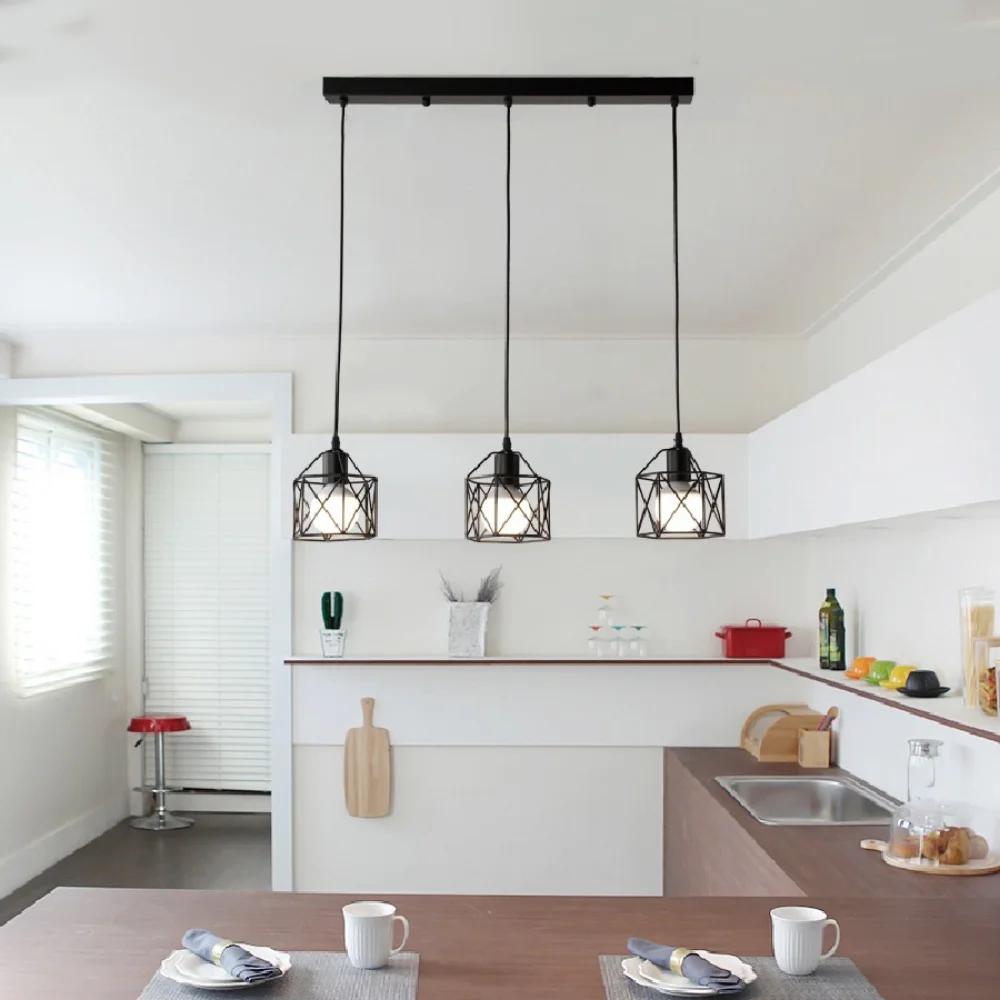 LED chandelier industrial style chandelier kitchen retro creative chandelier LED dinner lamp chandelier E27 lampshade