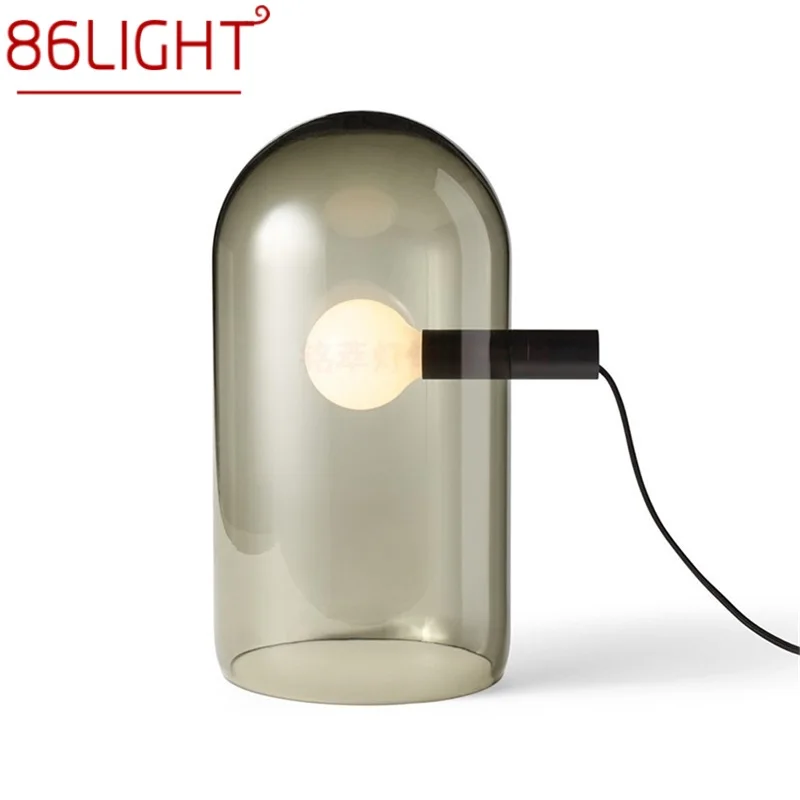 

86LIGHT Postmodern Table Lamp LED Simple Bedside Glass Vintage Desk Light for Home Living Room Bedroom Decor