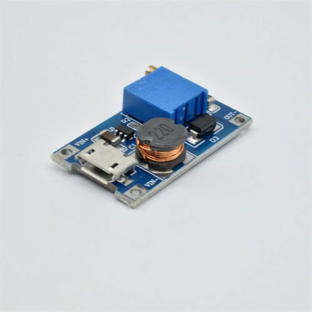 

MT3608 DC-DC Adjustable Boost Module 2A Boost Plate Step Up Module with MICRO USB 2V-24V to 5V 9V 12V 28V LT00159