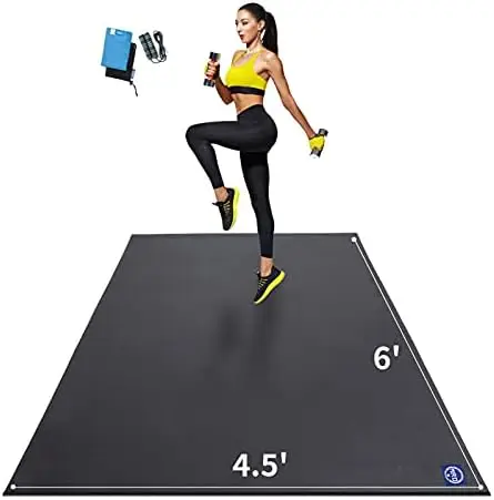 

Large Exercise Mat 6'x4.5'x7mm, Ultra Durable Workout Mats for Home Gym Flooring, Non-Slip, Thick Cardio Mat for Plyo, M