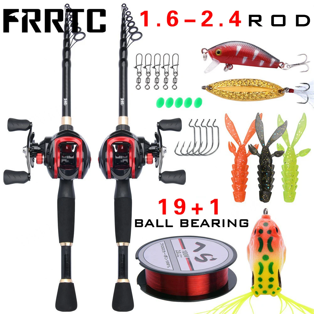 Fishing Set Telescopic Fishing Rod with 19+1BB Baitcasting Fishing Reel for Bass Fishing Tackle Freshwater or Saltwater Fishing