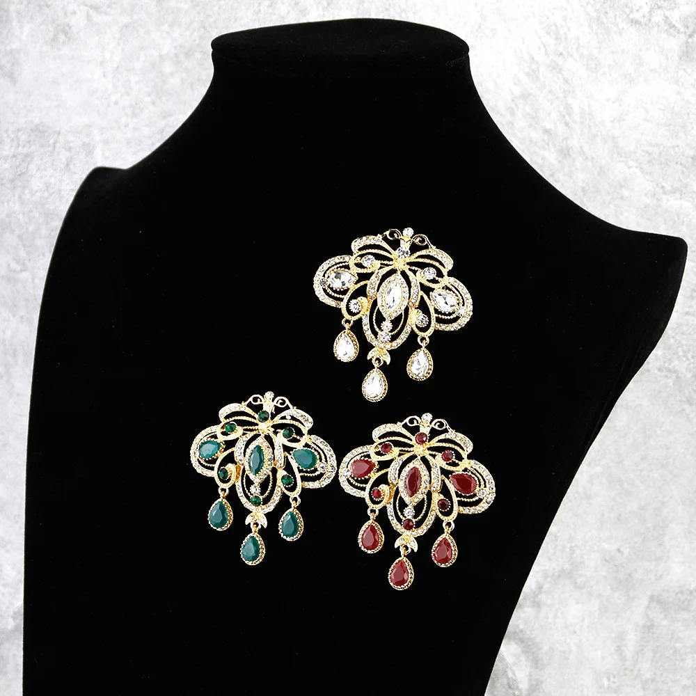 Sunspicems Броши С Марокканскими Кристаллами Для Женщин Позолоченные 18 К В Форме