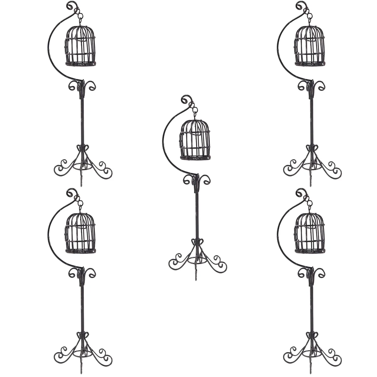

5pcs Mini Birdcage Model Miniature Birdcage Mini House Decorative Accessory
