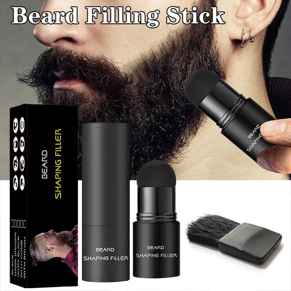 

Beard Filling Stick Repair Scatters Waterproof Brush Moustache Enhancer Fill Pen Dye Hair Men Beard Mustache Care Black/Brown