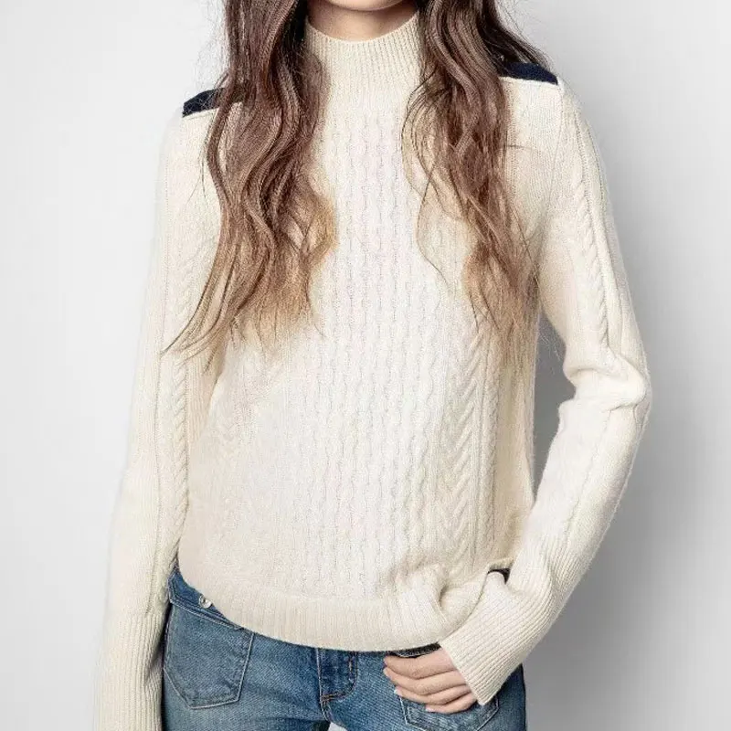 

Женский кашемировый пуловер с длинным рукавом и круглым вырезом