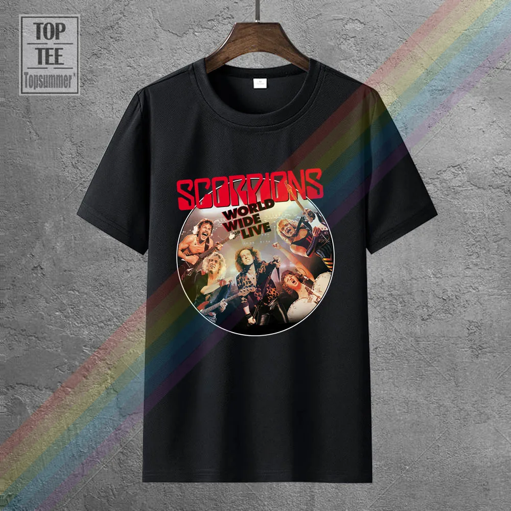 

T Shirt Men Cotton Black T Shirt Scorpions Mens World Wide Live T-Shirt Fashion Oneck Cause Tee Shirts