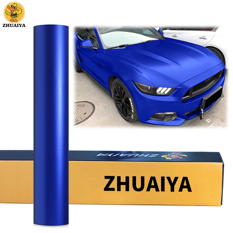 

Атласная хромированная темно-синяя виниловая оболочка ZHUAIYA 1,52x18 м, стандартная технология выпуска воздуха без пузырьков