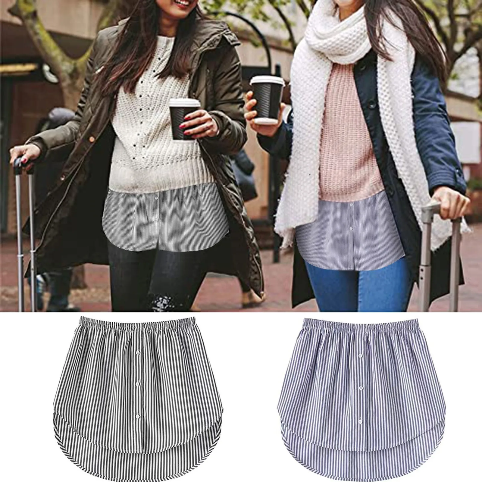 

Shirt Extenders Women Fake Shirt Tail Irregular Skirt Blouse Tail Hem Soft Cotton Detachable Underskirt Casual Sweater Hemline