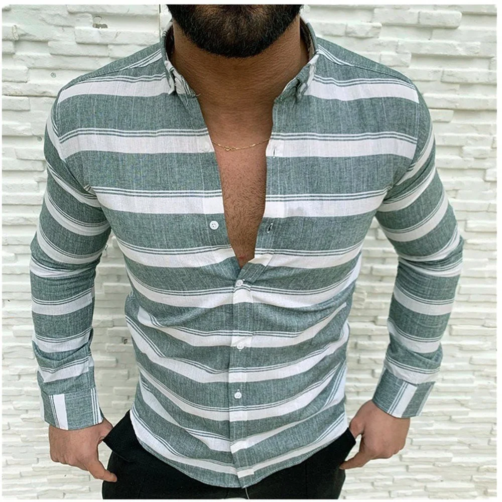 Men's Lapel Button Long Sleeve Men's Casual Shirt