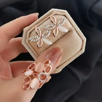 kioozol korean unique hollow flower stud earrings with rings for womens jewelry wedding party accessories gifts 2022 023 ko1