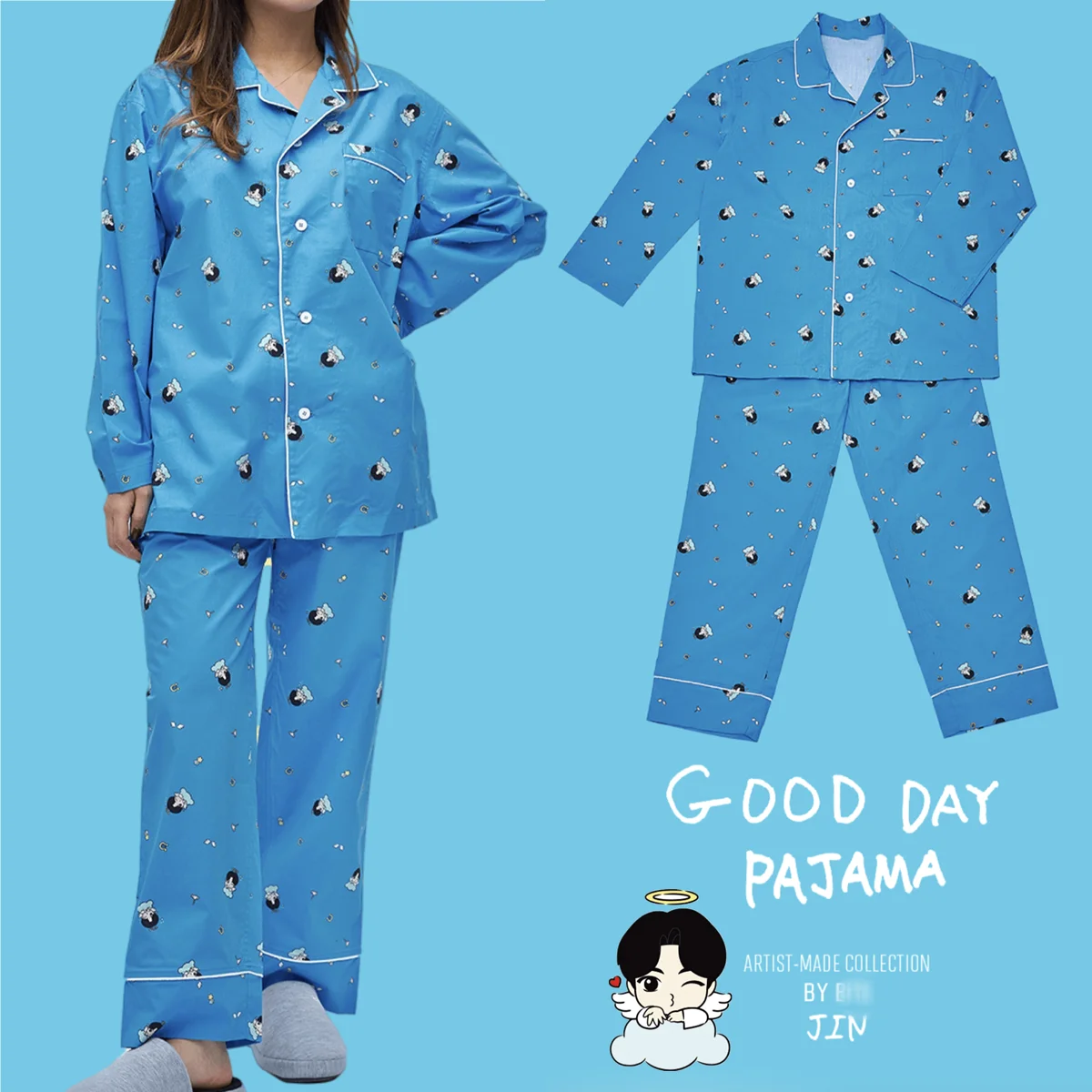 

Kpop Bangtan Boys Merch BY JIN Good Day Pajama Set Angel Version for ARMY Gift