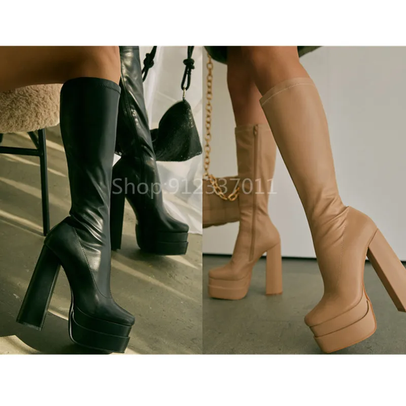 Женские высокие сапоги привлекательные брендовые элегантные длинные на