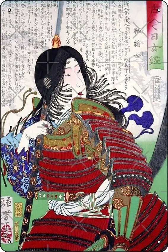 Японский ukiyo-e деревянный блок принт Великой женщины самурая Tomoe Gozen от Tsukioka Yoshitoshi