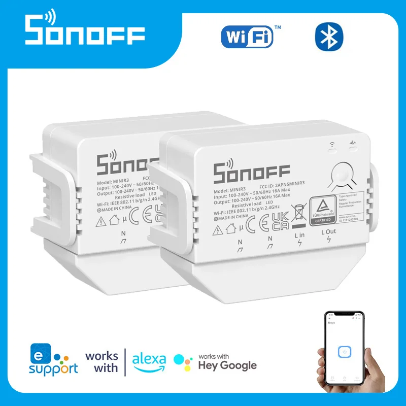 

Смарт-выключатель Sonoff Mini R3 16 А с поддержкой Wi-Fi