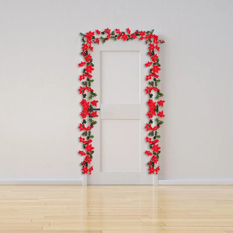 Гирлянда Пуансеттия Искусственная рождественская гирлянда Рождественская