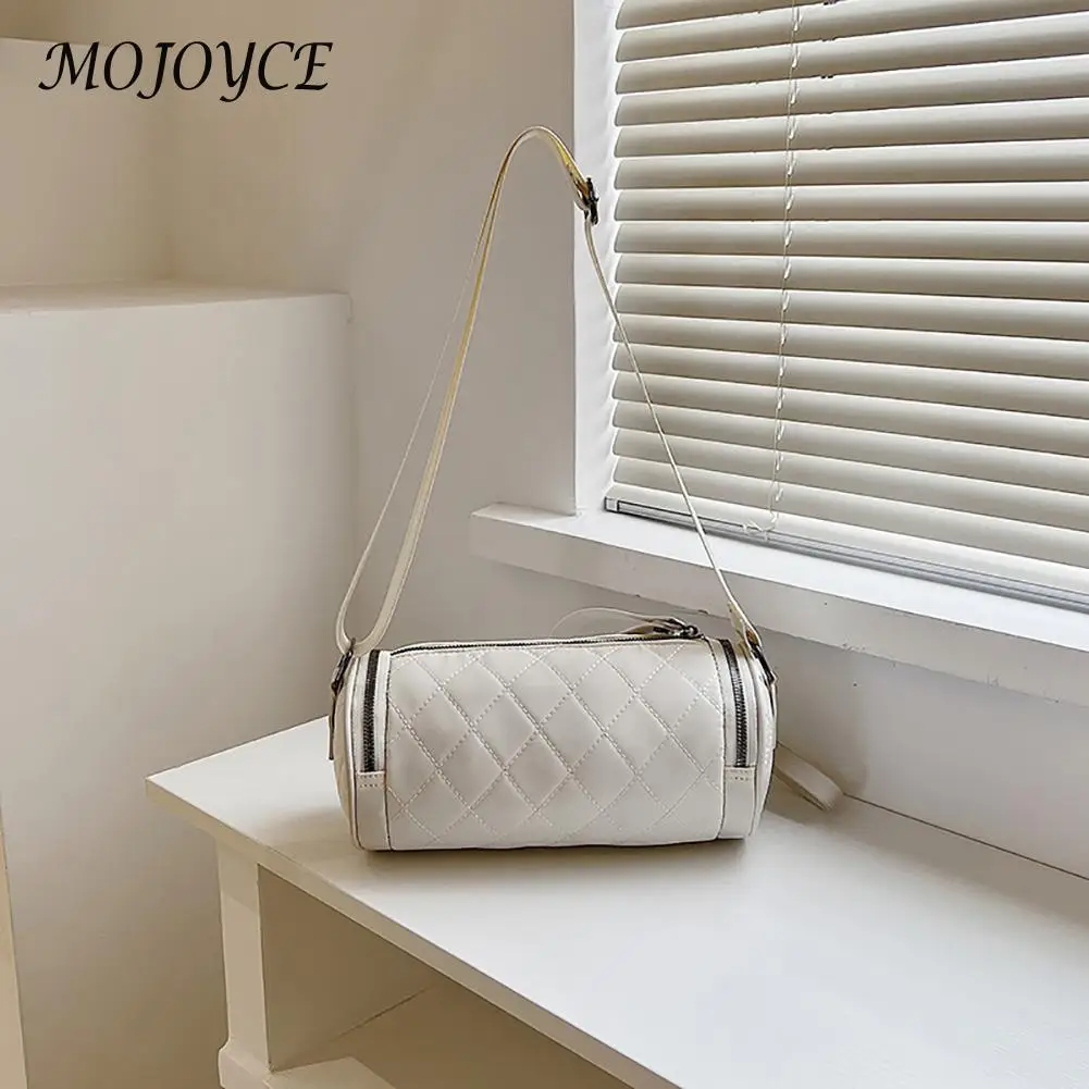 

Diamond Lattice Leather Cylinder Pillow Bag Fashion Women Shoulder Bag Female Casual Chain Designer Handbags