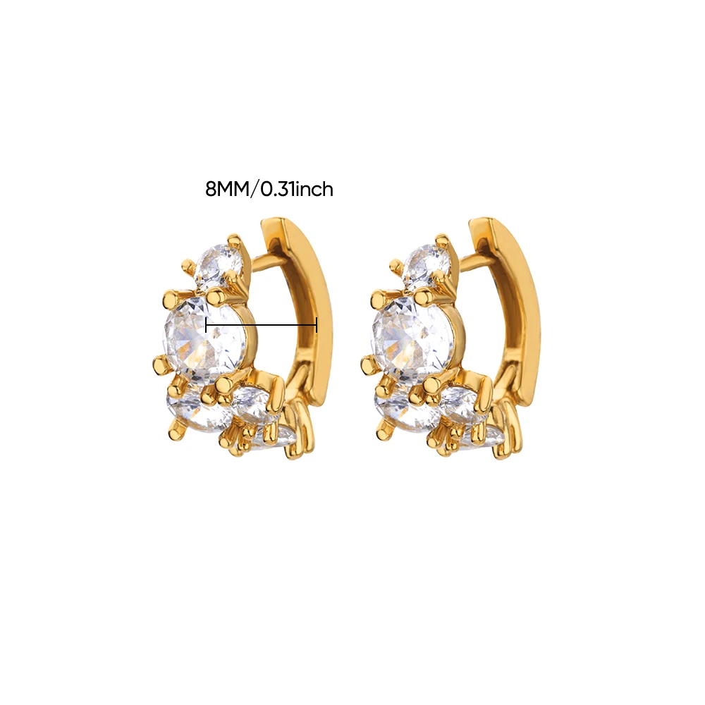 Круглые серьги-гвоздики с цирконием для женщин серьги из нержавеющей стали