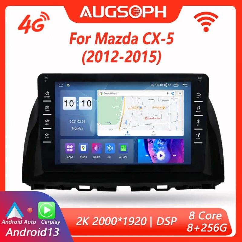 

Android 13 Car Radio for Mazda CX 5 2012-2015, 9inch 2K Multimedia Player with 4G Car Carplay & 2Din GPS Navigation.