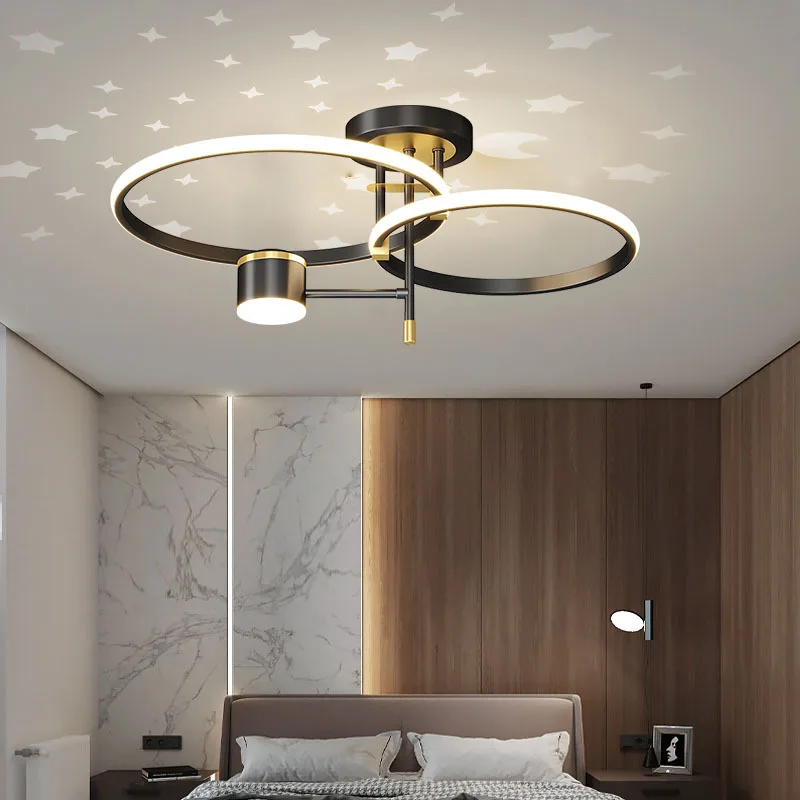 

Nordic Creative Ceiling Lights Chandeliers Star Balck Round Circle For Bedroom Living Room Restaurant Lighting Lustre Ring