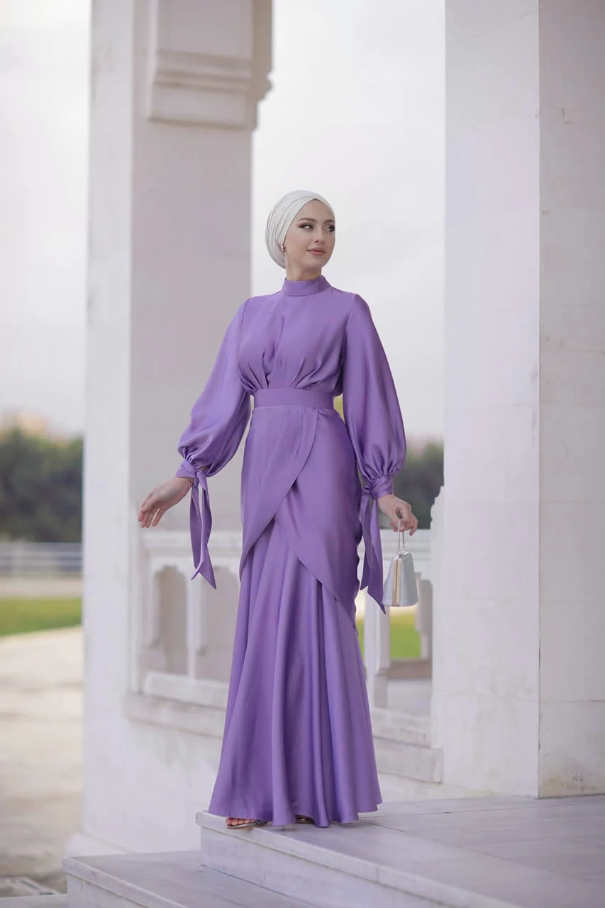Muslim Fashion Hijab Dress Purple Vestidos Abaya Dubai Turkey Islam Clothing African for Women De Moda Ramadan Ropa Mujer 2022