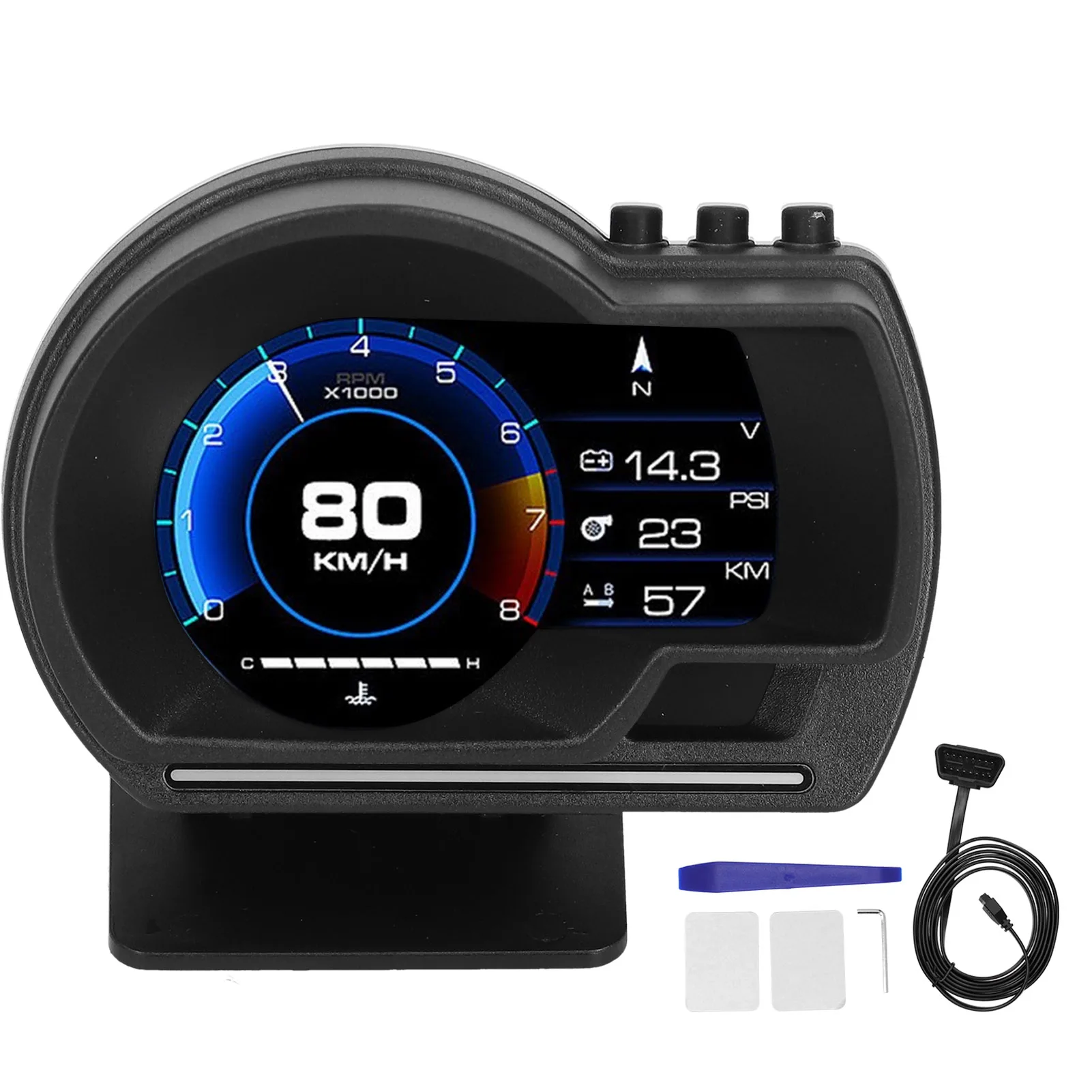 

Car Head Up Display OBD2 GPS Dual System HD Screen Speedometer Tachometer Projector Center Console Mounted Universal
